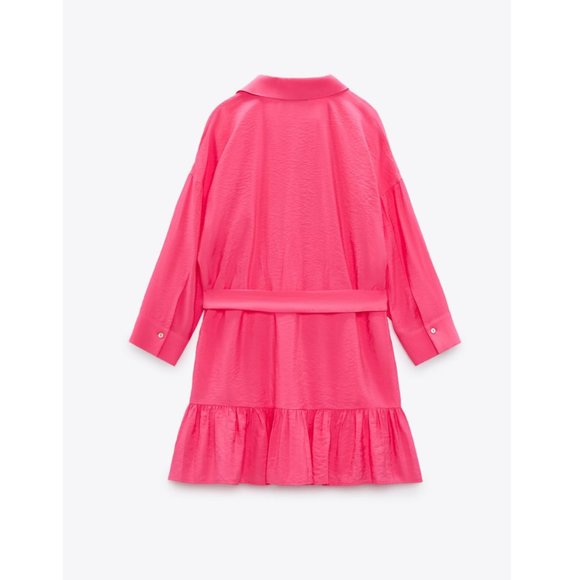 ZARA | Ruffled Satin Effect Dress - NWT - Picture 6 of 7